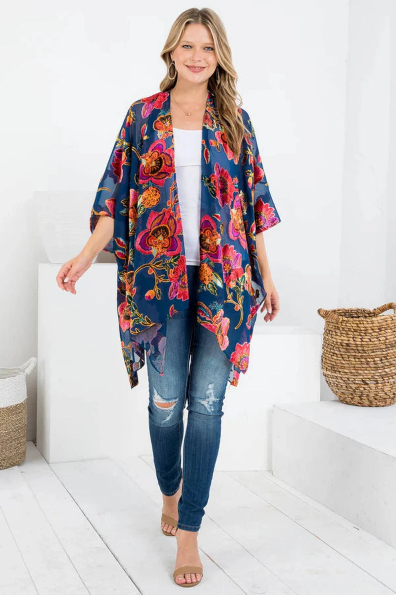 Elegant Rose Velvet Kimono