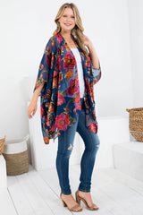 Elegant Rose Velvet Kimono