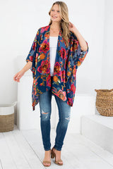 Elegant Rose Velvet Kimono