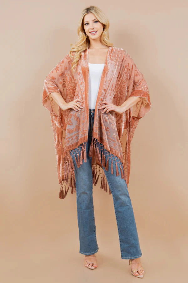 Serenity Rose Velvet Kimono