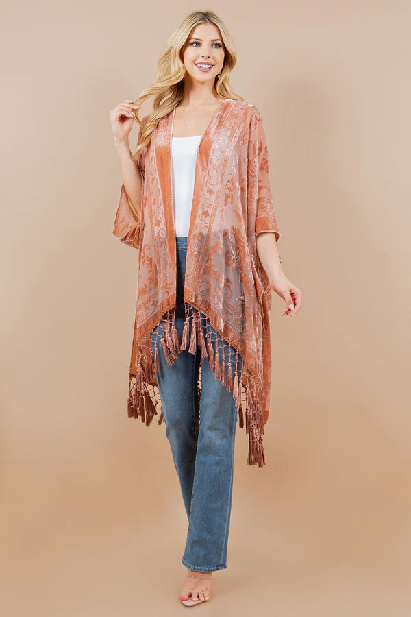 Serenity Rose Velvet Kimono