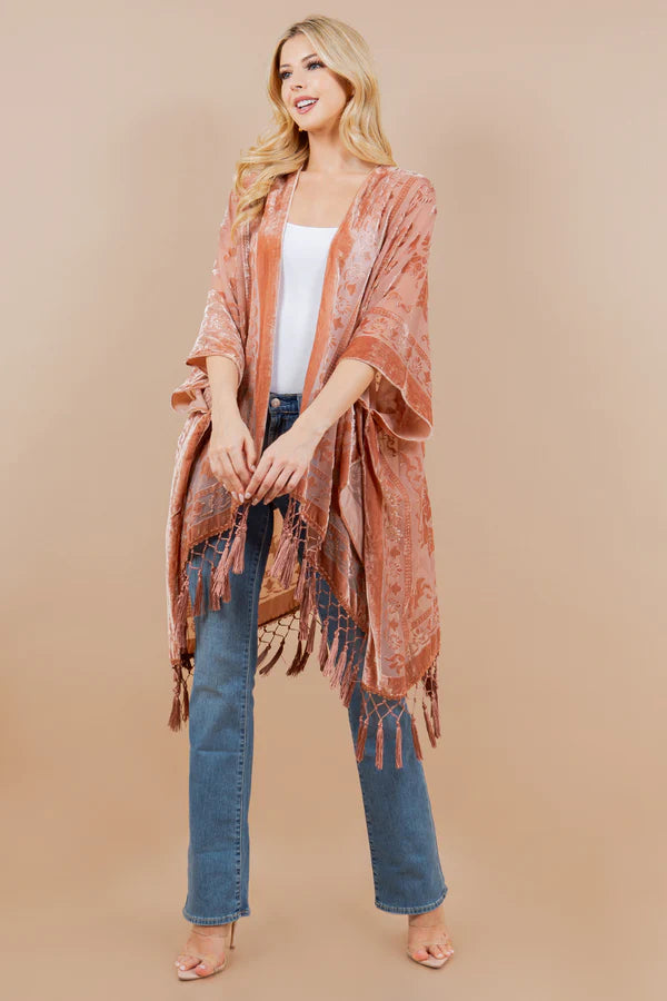 Serenity Rose Velvet Kimono