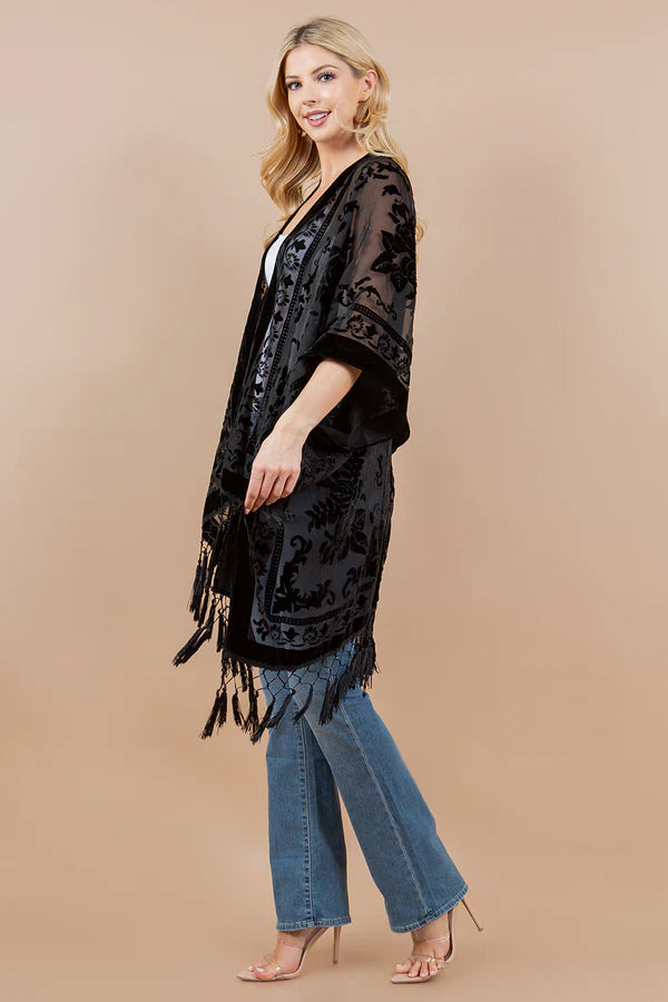 Harmony Rose Velvet Kimono