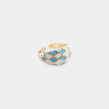 Enamel Checkered Ring