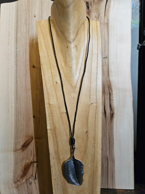 Long Feathered Cord Necklace