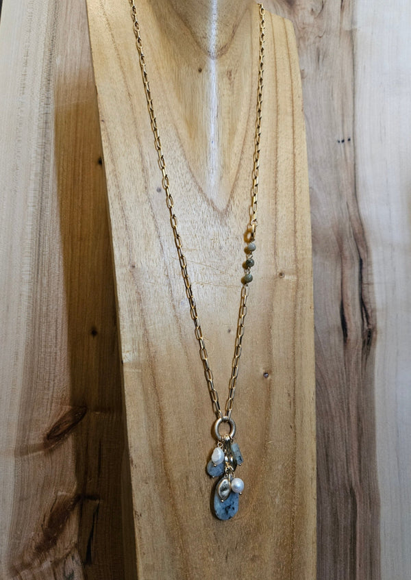 Long Jade Cluster Chain Necklace
