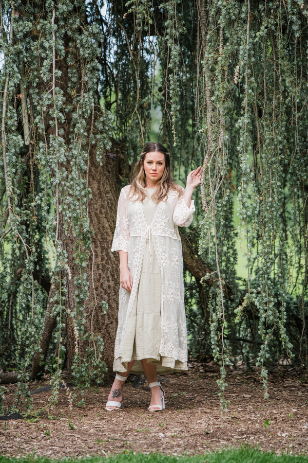 Cream Rose Lace Kimono