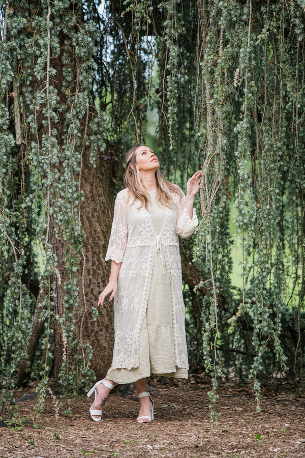 Cream Rose Lace Kimono