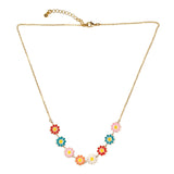 Multicolour Flower on Chain Necklace