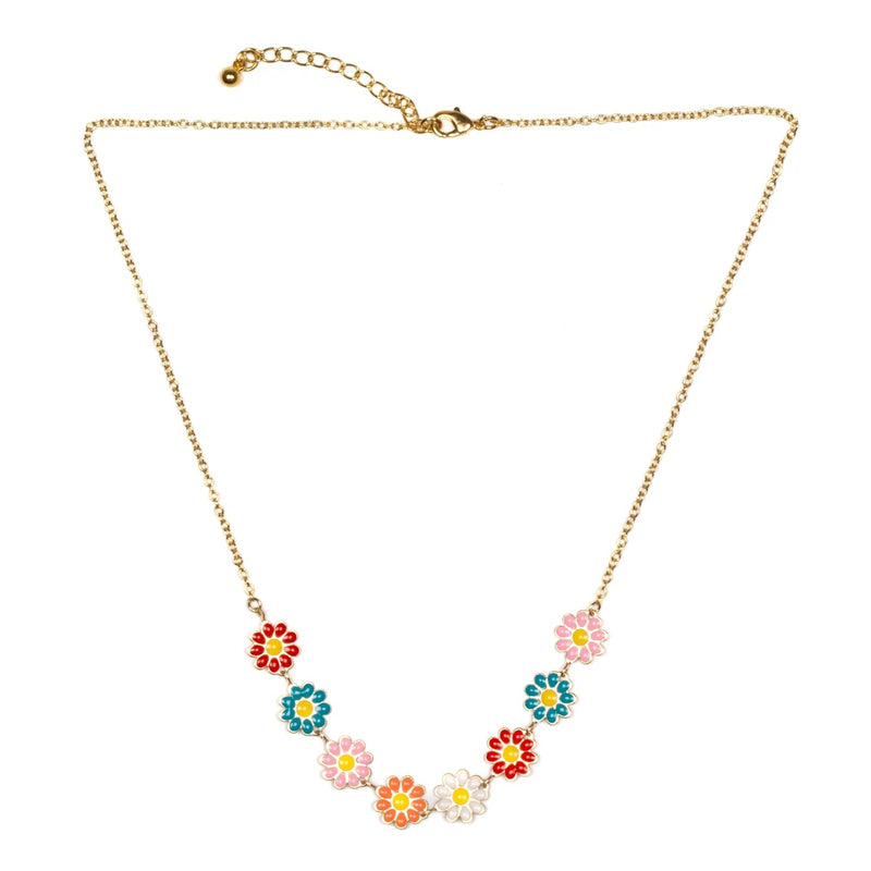 Multicolour Flower on Chain Necklace