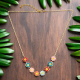 Multicolour Flower on Chain Necklace