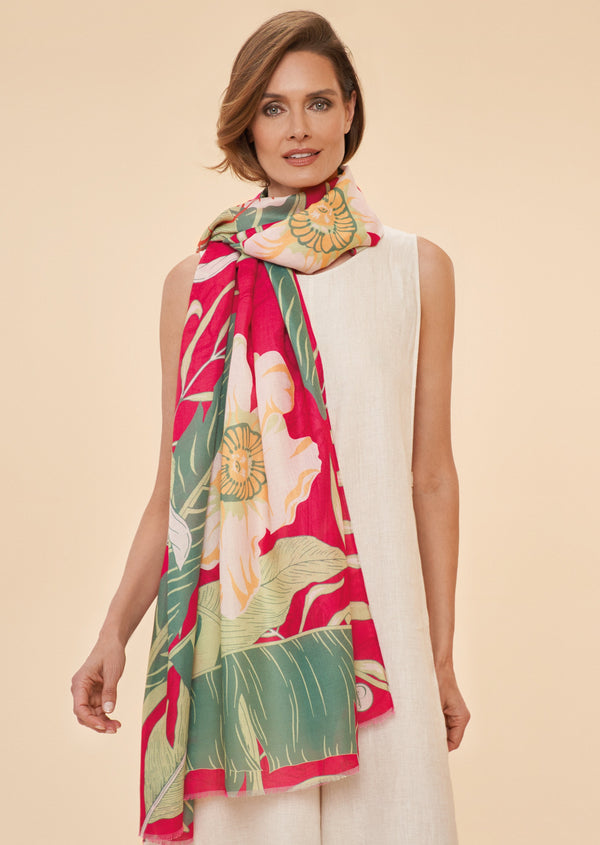 Delicate Tropical Print Scarf