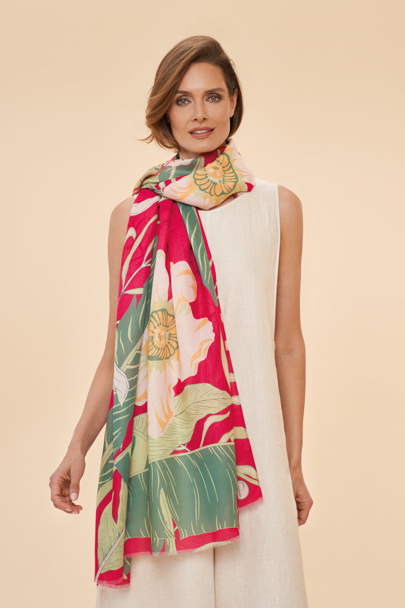 Delicate Tropical Print Scarf