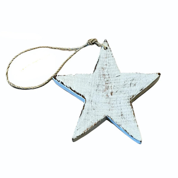 Wooden Star Ornament - White