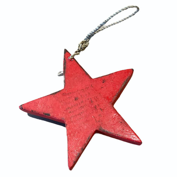 Wooden Star Ornament - Red