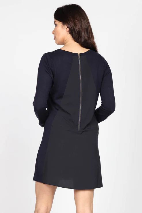 L/S Contrast Chiffon Dress