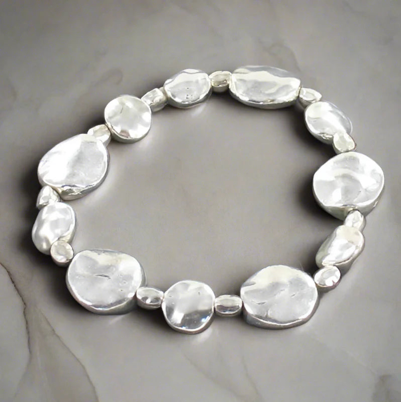 Beaten Disc Bracelet SILVER