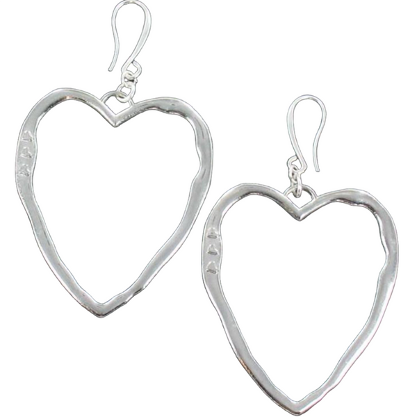 Open Heart Earrings in Silver Plate