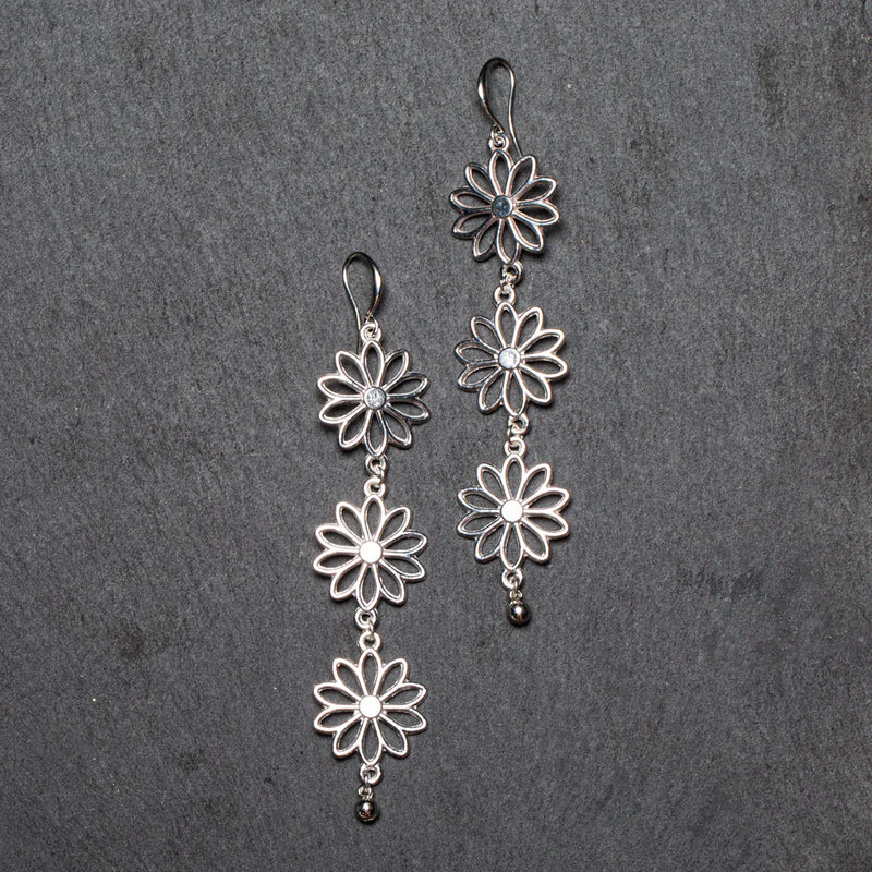 Triple Flower Drop Earrings