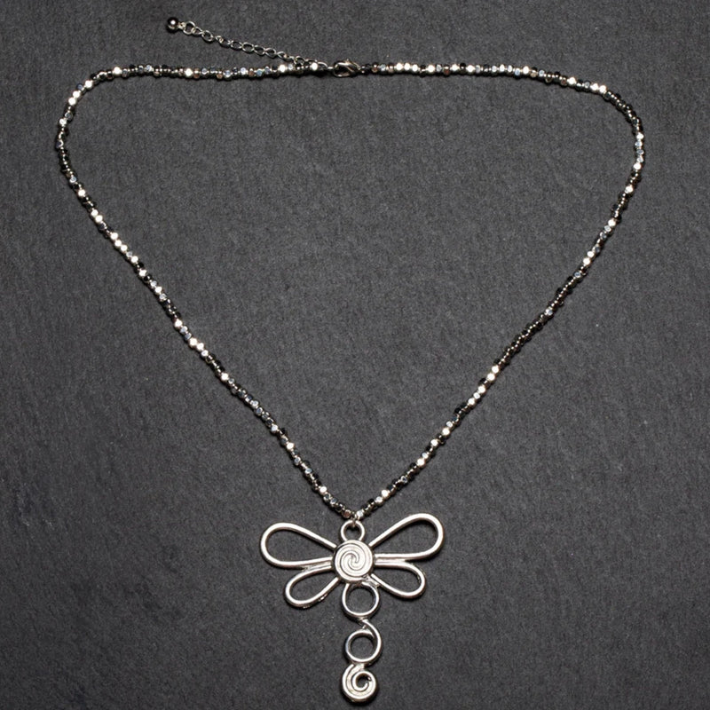 Dragonfly Necklace on Cube Chain