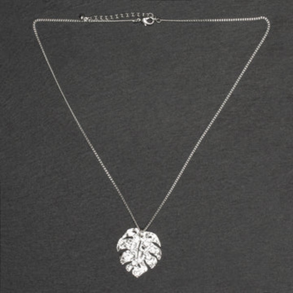 Hammered Leaf Pendant Silver Plated