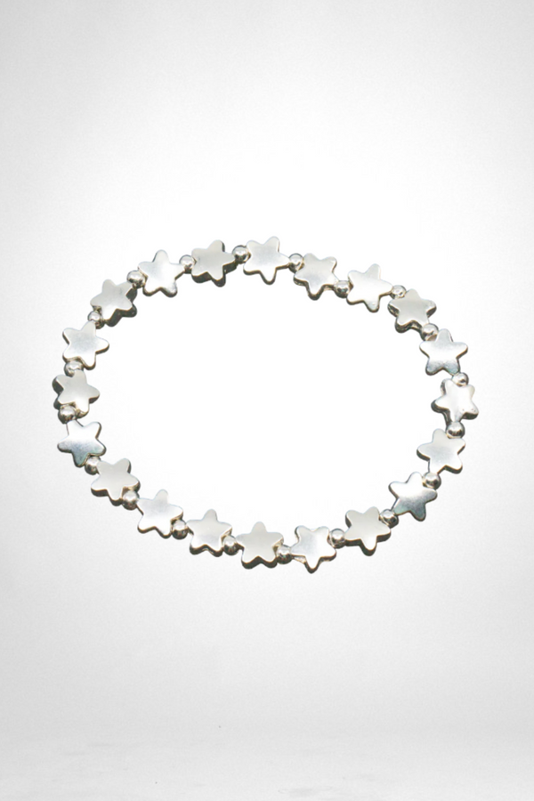 Elasticated Star Bracelet Silver