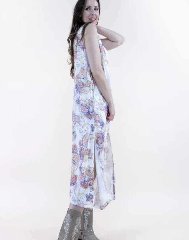 Vintage Paisley Print Long Vest