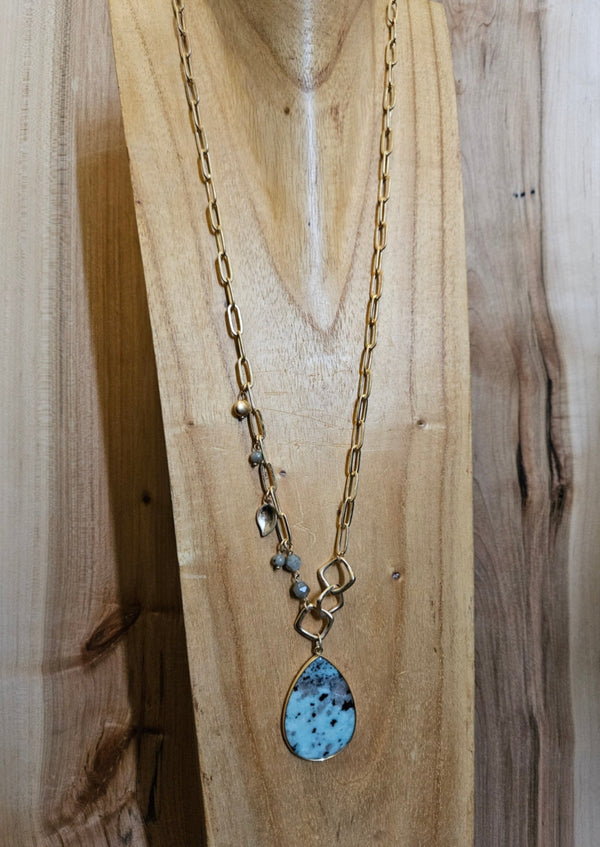 Speckled Tear Drop Chain Necklace
