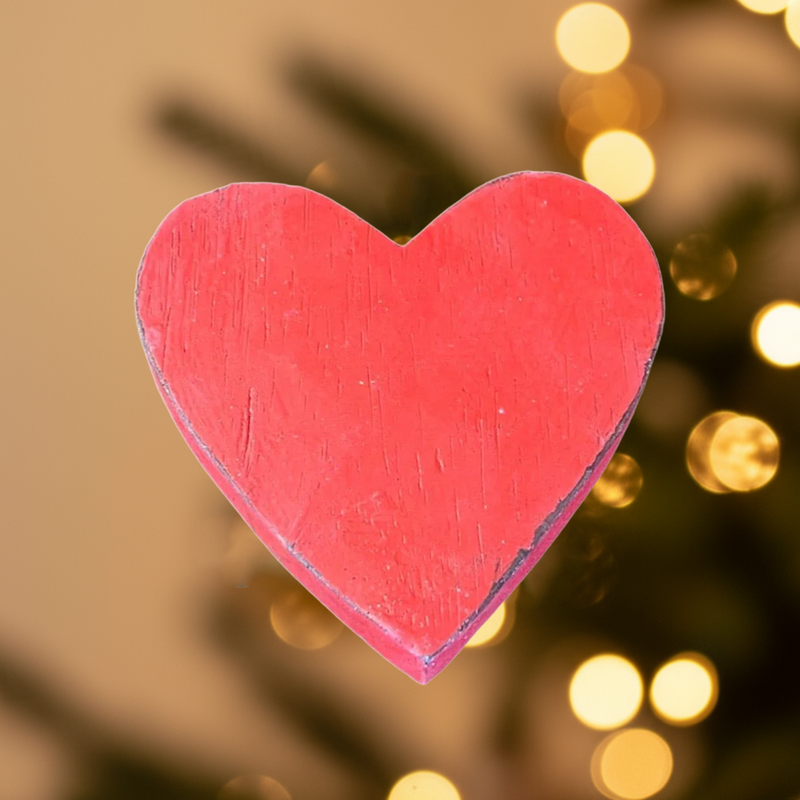 Wooden Heart Coaster RED