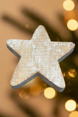 Wooden Flat Star Decoration WHITE
