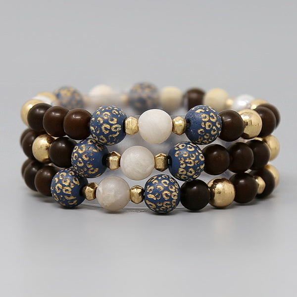 Wood/ Stone/ Pearl Beaded Bracelet