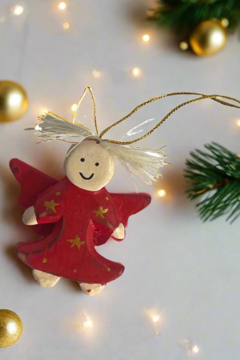 Hanging Angel Ornament - Red