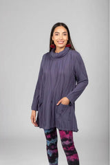 Cowlneck Stitched Pocket Tunic