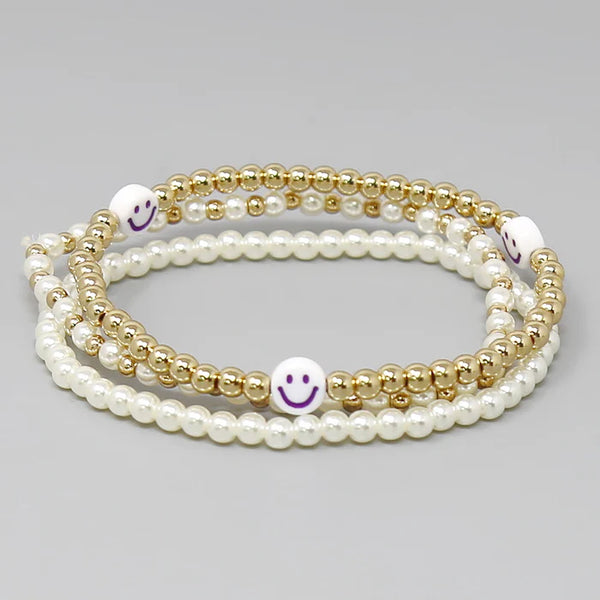 Smiley Face Stretch Bracelet Set
