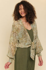 Leopard Tie Front Kimono
