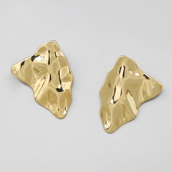 Crumpled Metal Stud Earrings