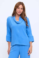 3/4 Sleeve Cowl Neck