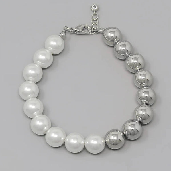 Pearl & Metal Beaded GD Bracelet