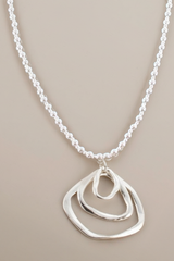 Triple Ring Pendant Silver Ball Necklace