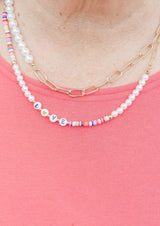 Love Pearl Clay Disc Bead Short Necklace