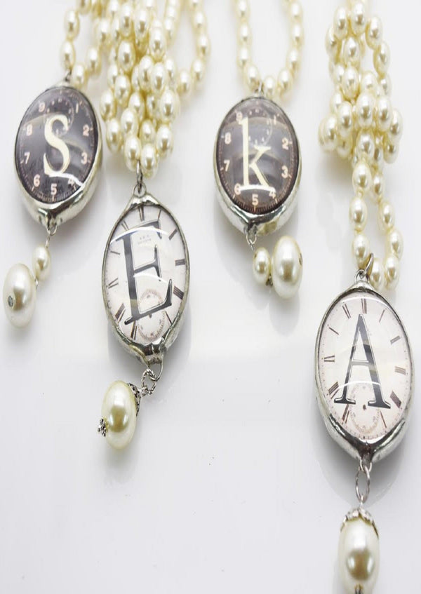Clock Pearl Necklace Jewelry - The Post Office by Shannon Passero. Fashion Boutique in Thorold, Ontario
