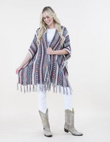 Fringe Stripe Cardigan with Hood