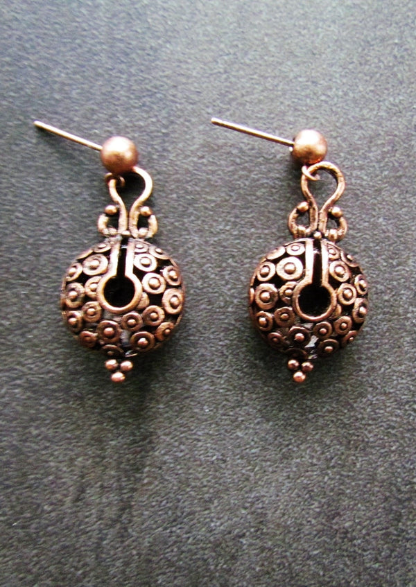 Copper Locket Earrings