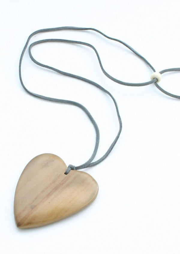 Wooden Heart on Suede