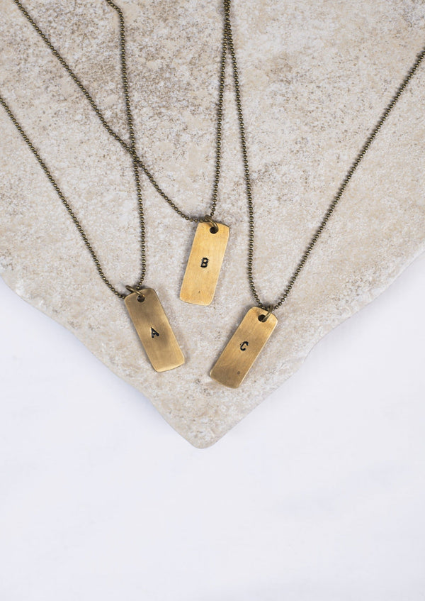 Brass DogTag Necklace Brass Jewelry - The Post Office by Shannon Passero. Fashion Boutique in Thorold, Ontario