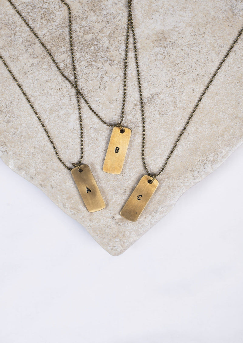 Brass DogTag Necklace Brass Jewelry - The Post Office by Shannon Passero. Fashion Boutique in Thorold, Ontario