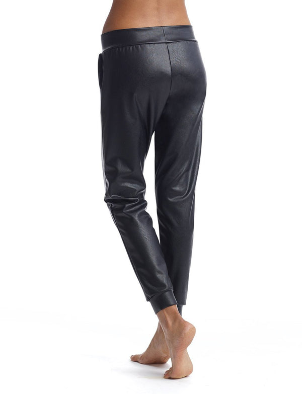 Faux Leather Jogger Bottoms - The Post Office by Shannon Passero. Fashion Boutique in Thorold, Ontario