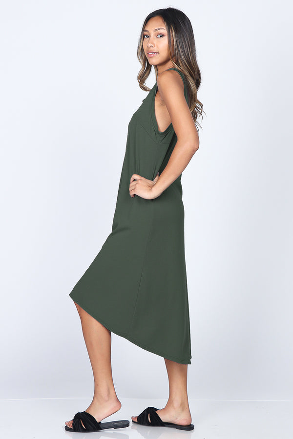 French Terry A-Line Sleeveless Dress