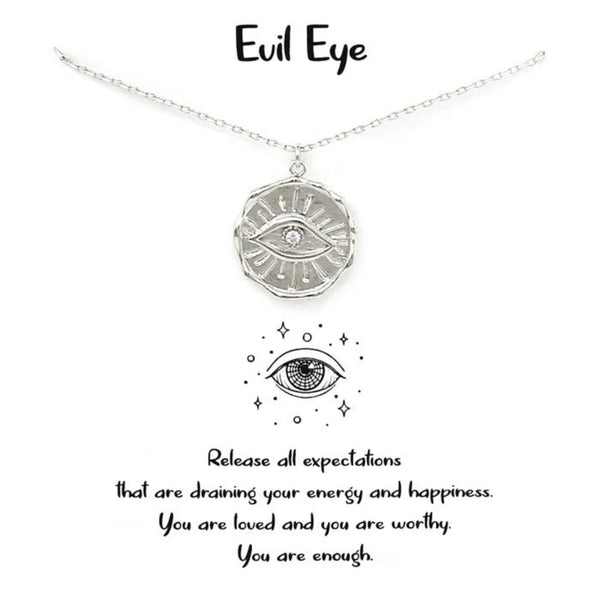 Evil Eye Coin Pendant Short Chain Necklace