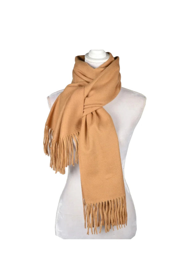 Black Solid Diagonal Weave Scarf